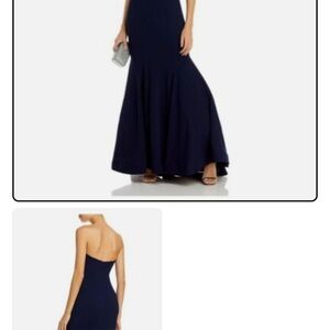 Aqua Black Strapless Evening Gown